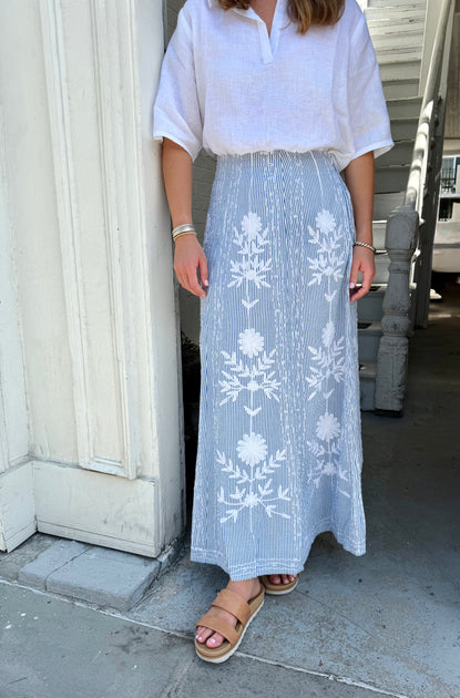 chinese dress ladies Navy/Pink Short Sleeve Sara Maxi Dress by Madison Mathews main image 0