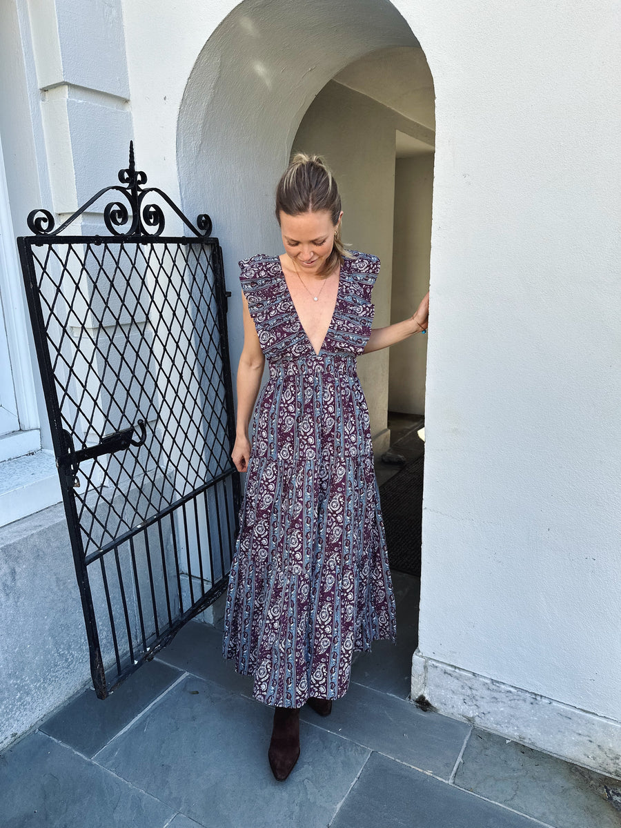 Savannah Midi Dress Plum Ribbon Final Sale Shop Madison Mathews