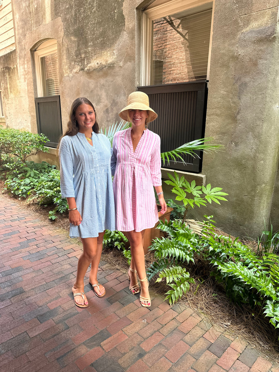 Juliette Dress Blue Seersucker Shop Madison Mathews