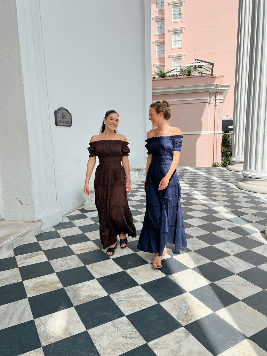 Melissa Maxi Dress Navy Silk Shop Madison Mathews