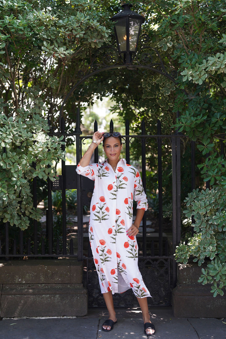 Elizabeth Maxi Dress Soft Coral Poppy Meadow