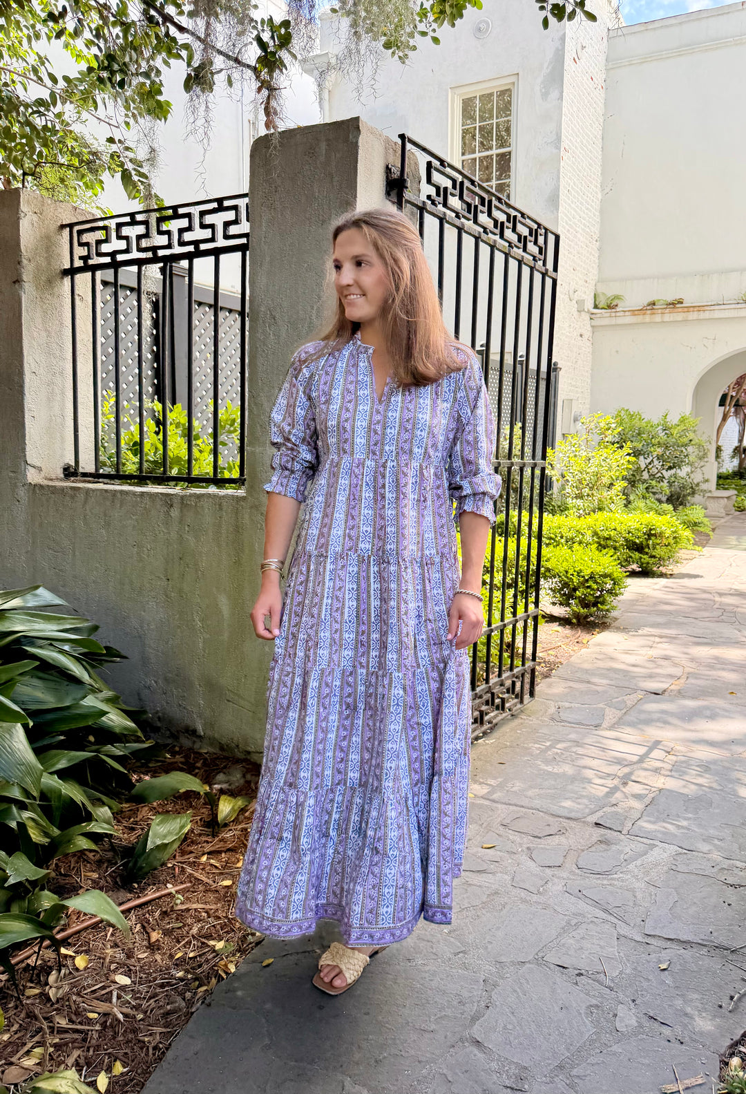 Ginger Maxi Dress Lilac French Market Stripe