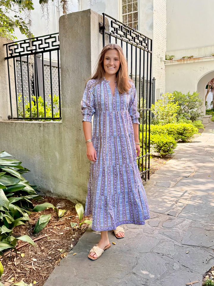 Ginger Maxi Dress Lilac French Market Stripe
