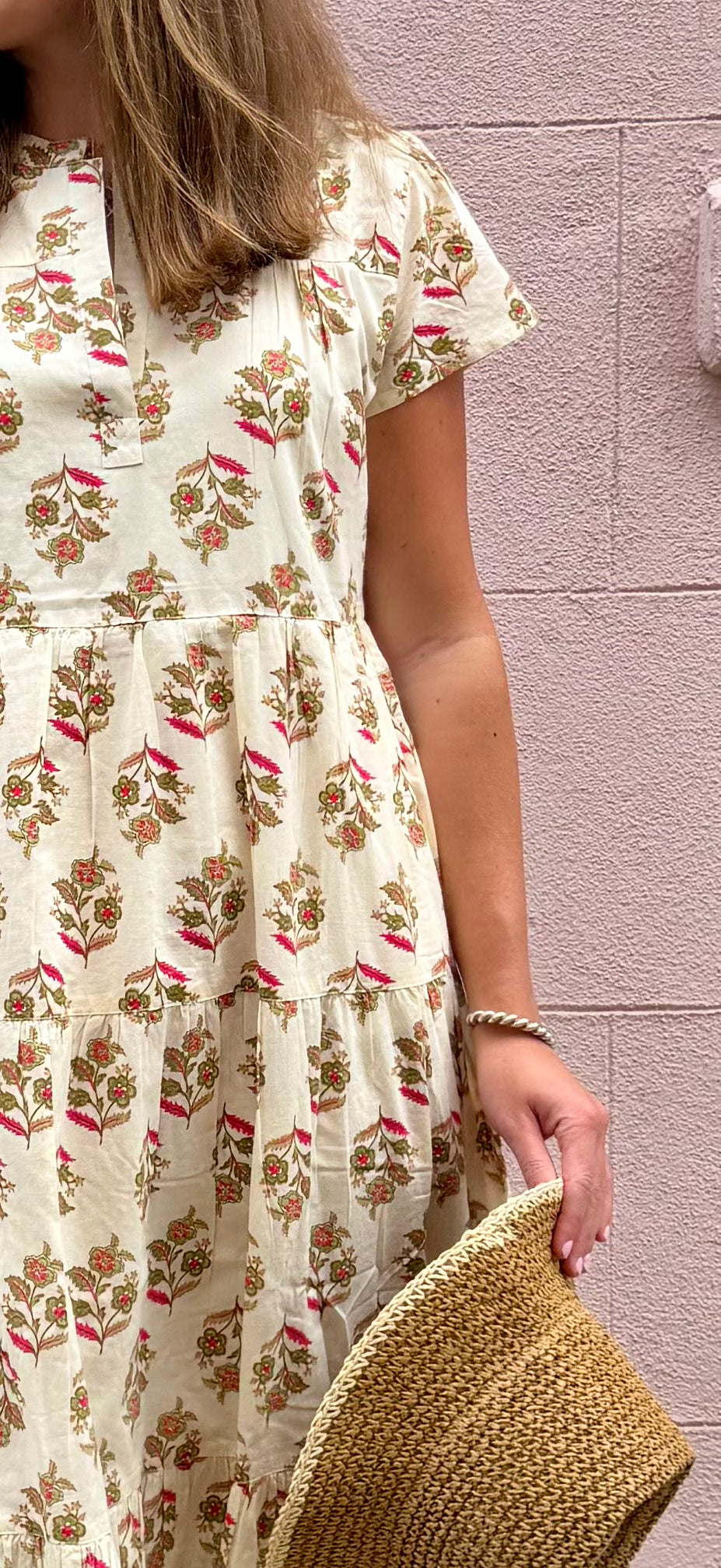 Folly Midi Dress Ivory Heirloom Pink Floral