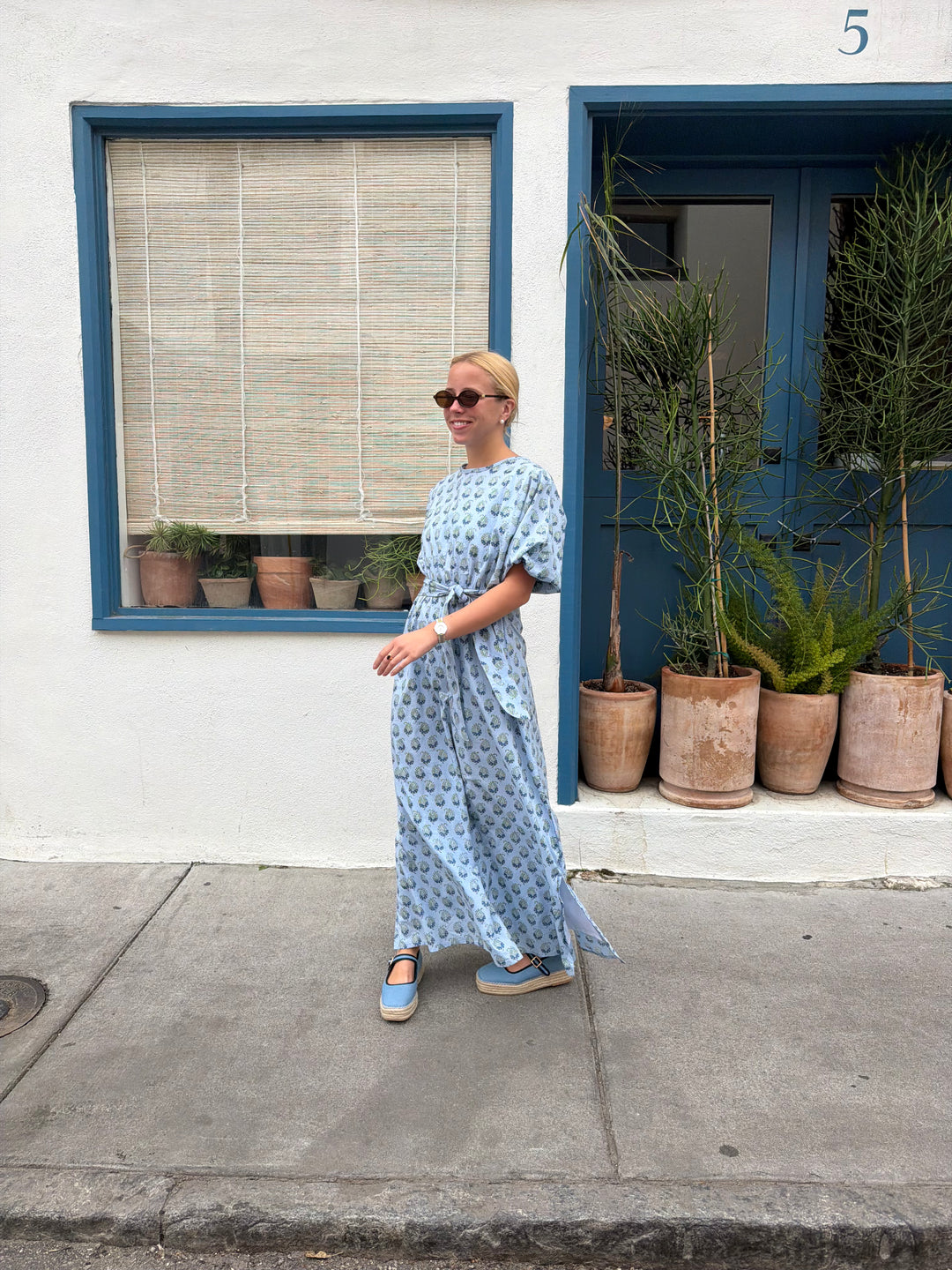 April Maxi Dress Coastal Blue Leaf