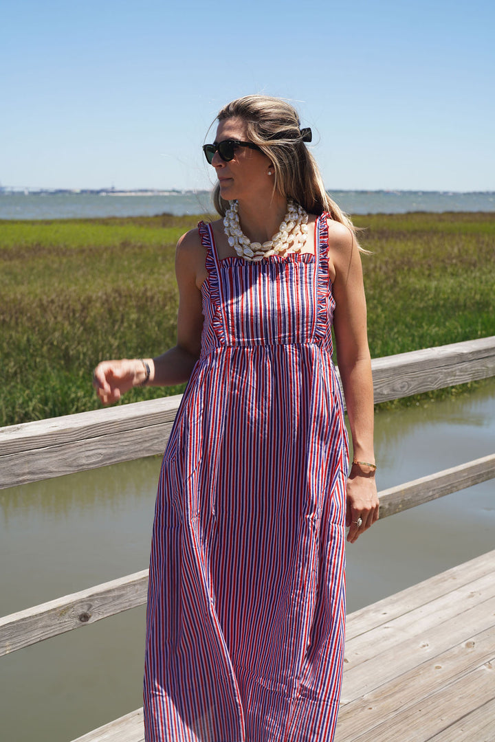 Chloe Midi Dress Firecracker Stipe
