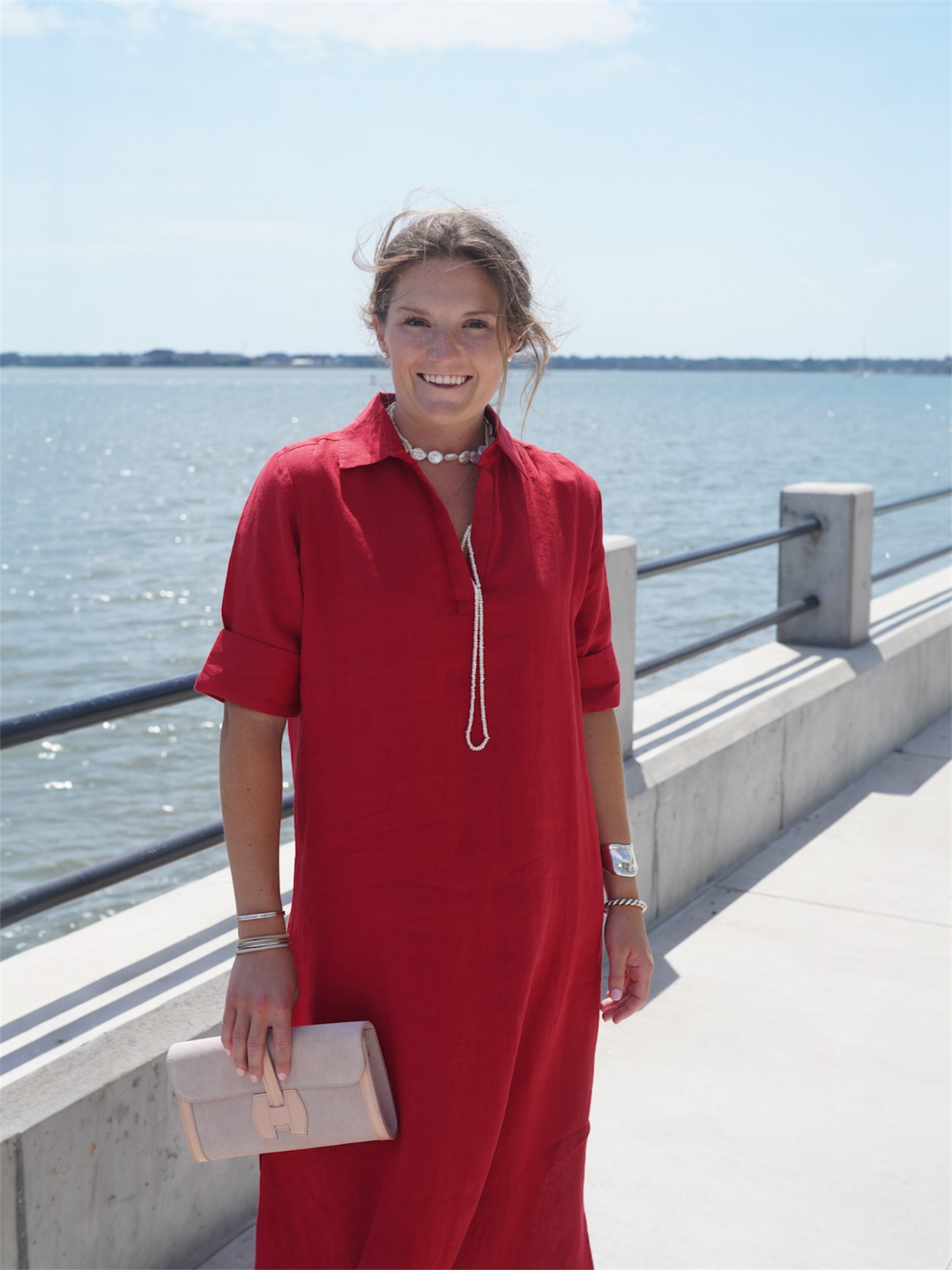 Darren Midi Dress Red Linen