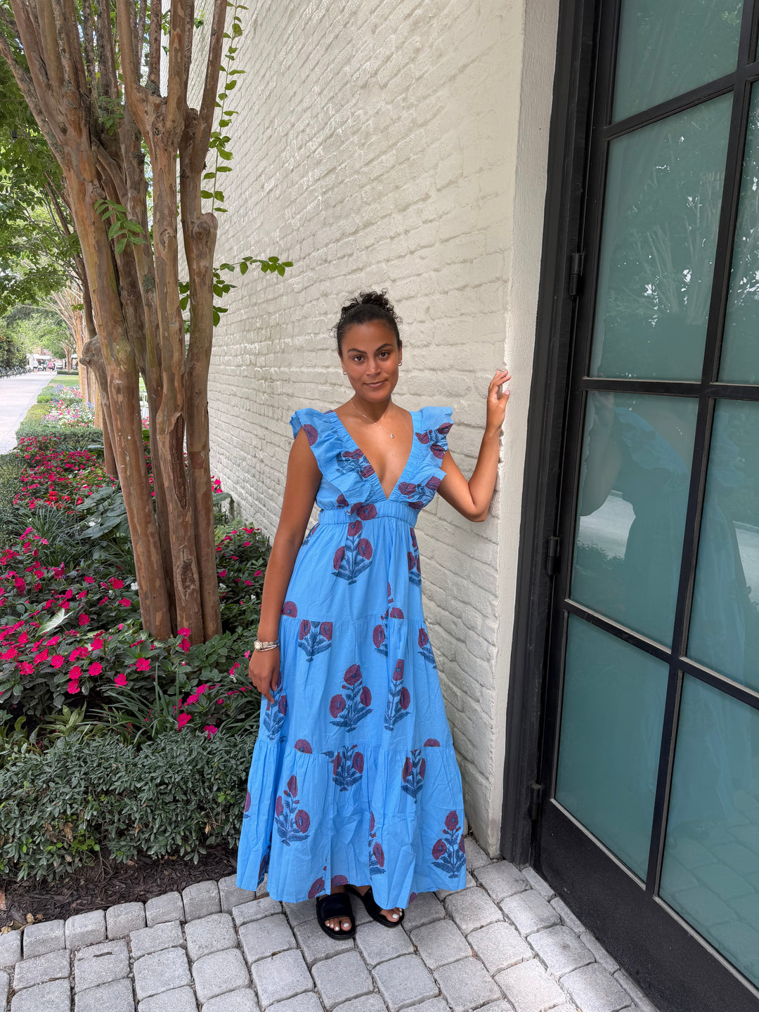 Savannah Midi Dress Painted Poppy Sky