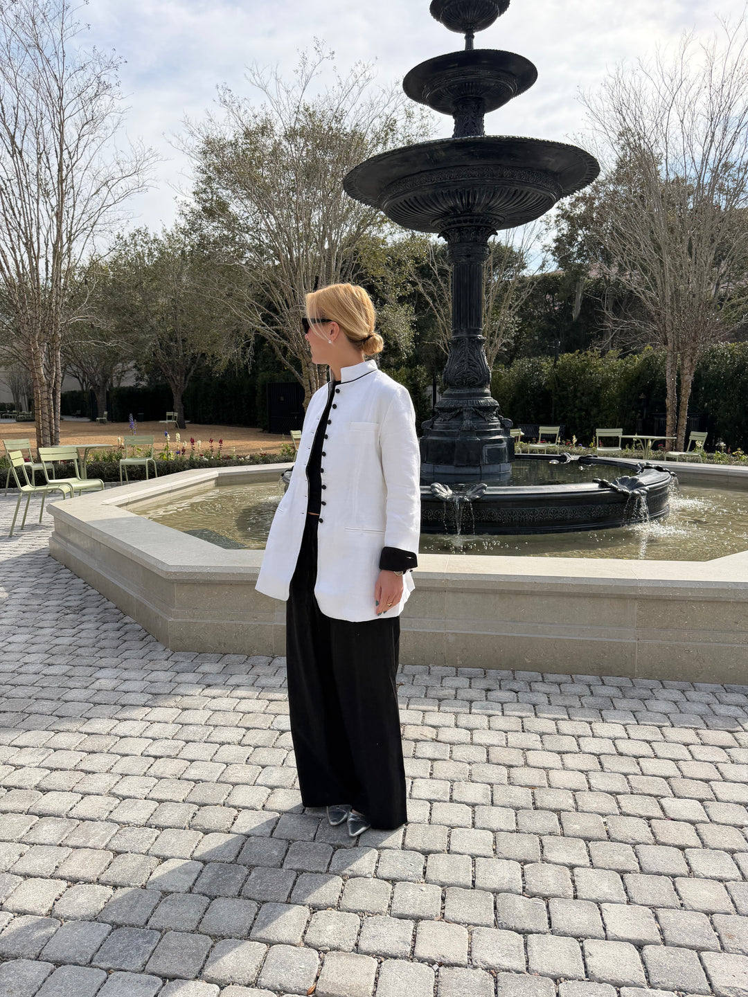 Park Linen Jacket White and Black