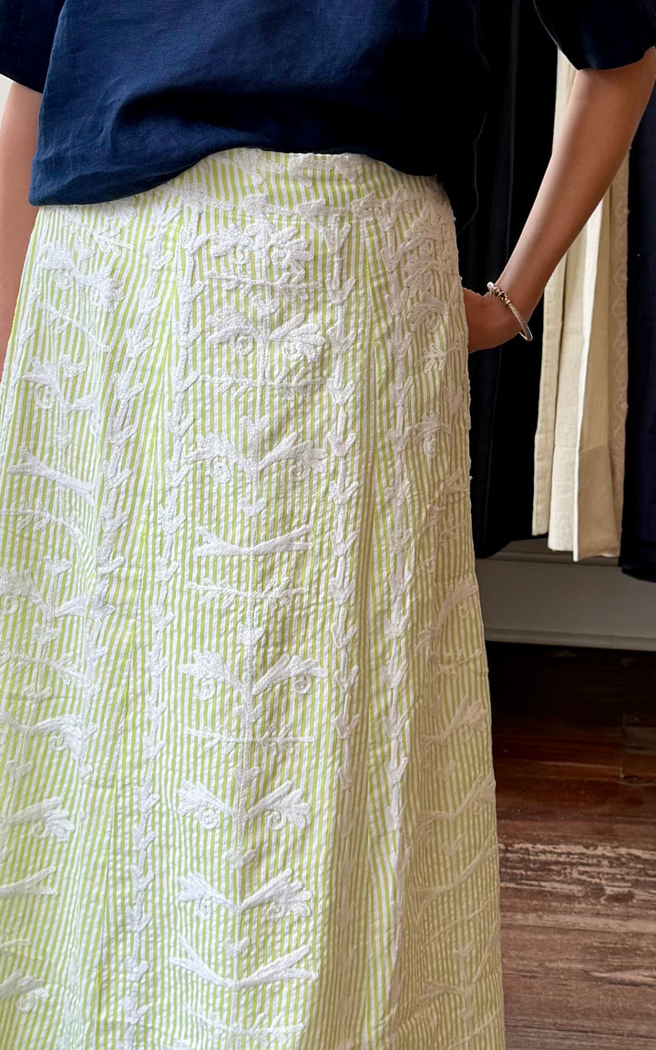 Hanley Midi Skirt Key Lime Seersucker