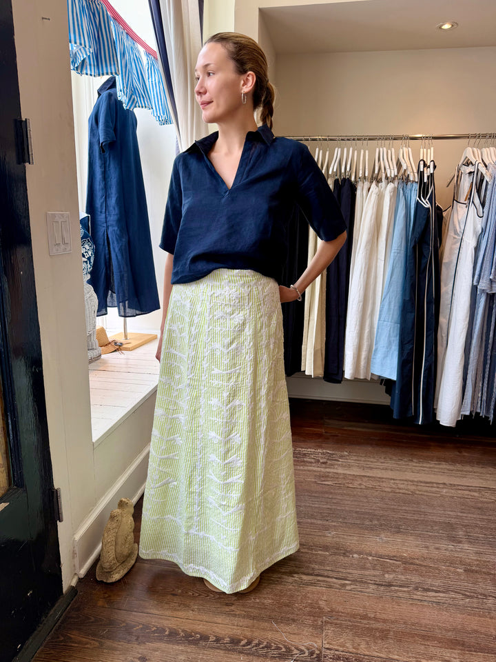 Hanley Midi Skirt Key Lime Seersucker