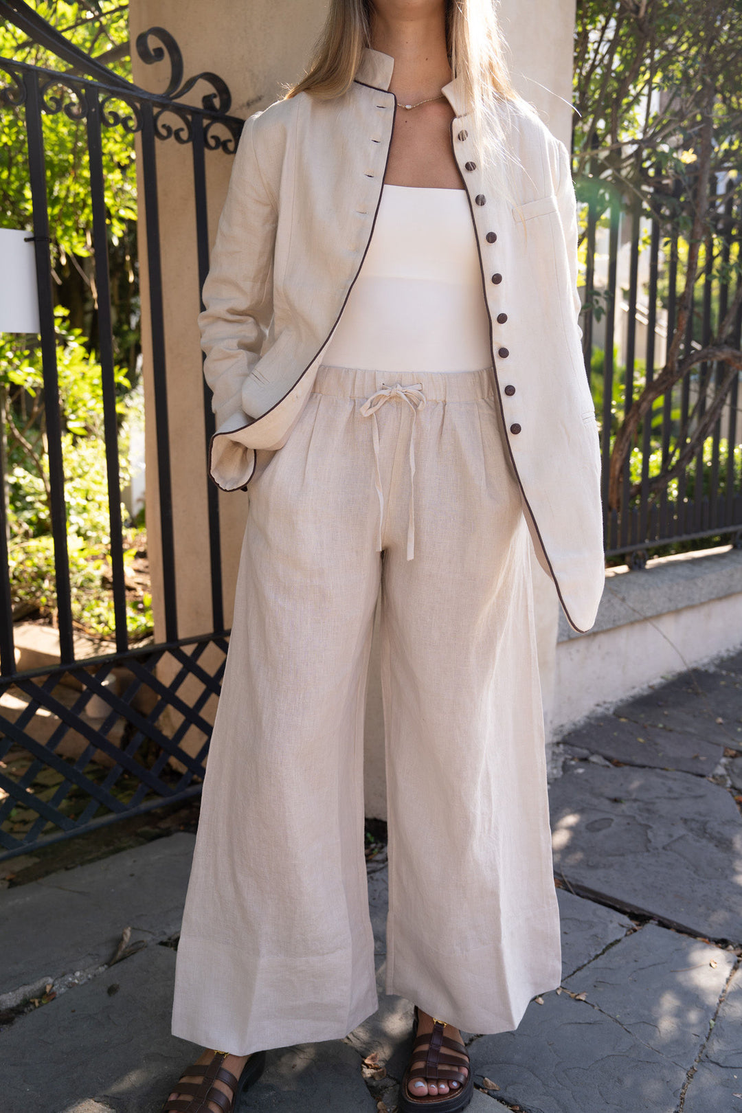 Park Linen Jacket Oatmeal and Espresso