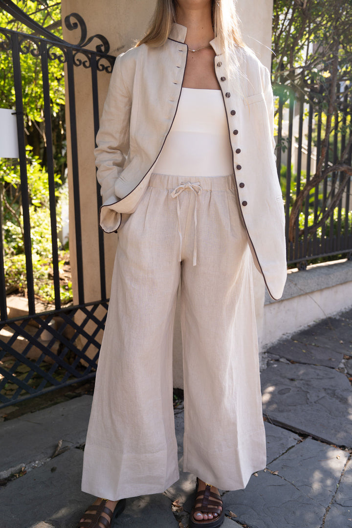 Park Linen Jacket Oatmeal and Espresso