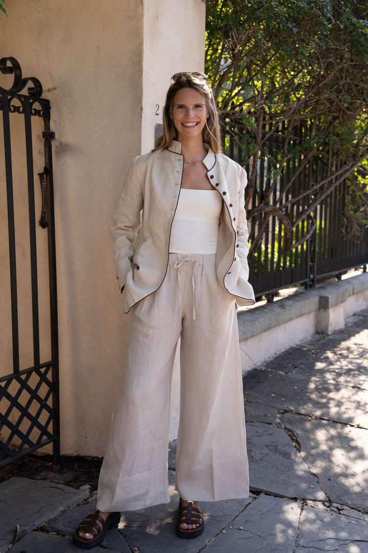 Park Linen Jacket Oatmeal and Espresso