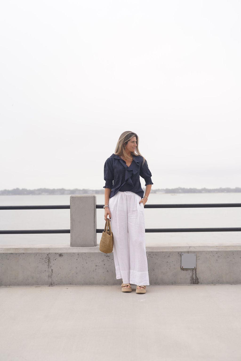 Amelia Ruffle Top Navy