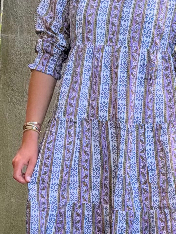 Ginger Maxi Dress Lilac French Market Stripe
