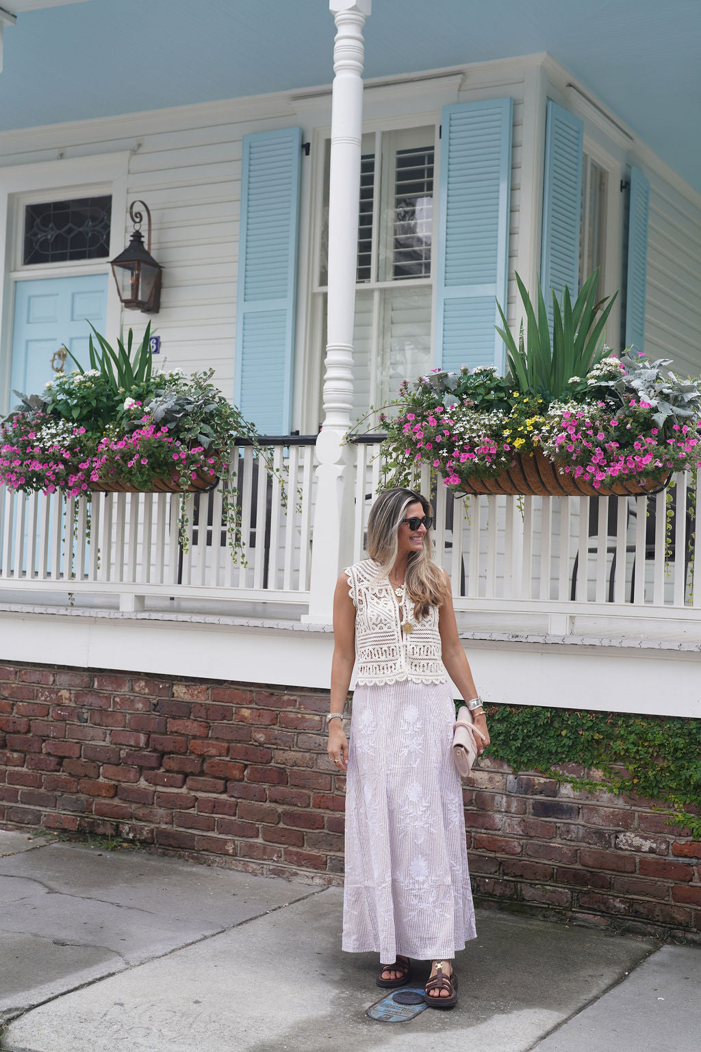 Hanley Midi Skirt Sand Seersucker
