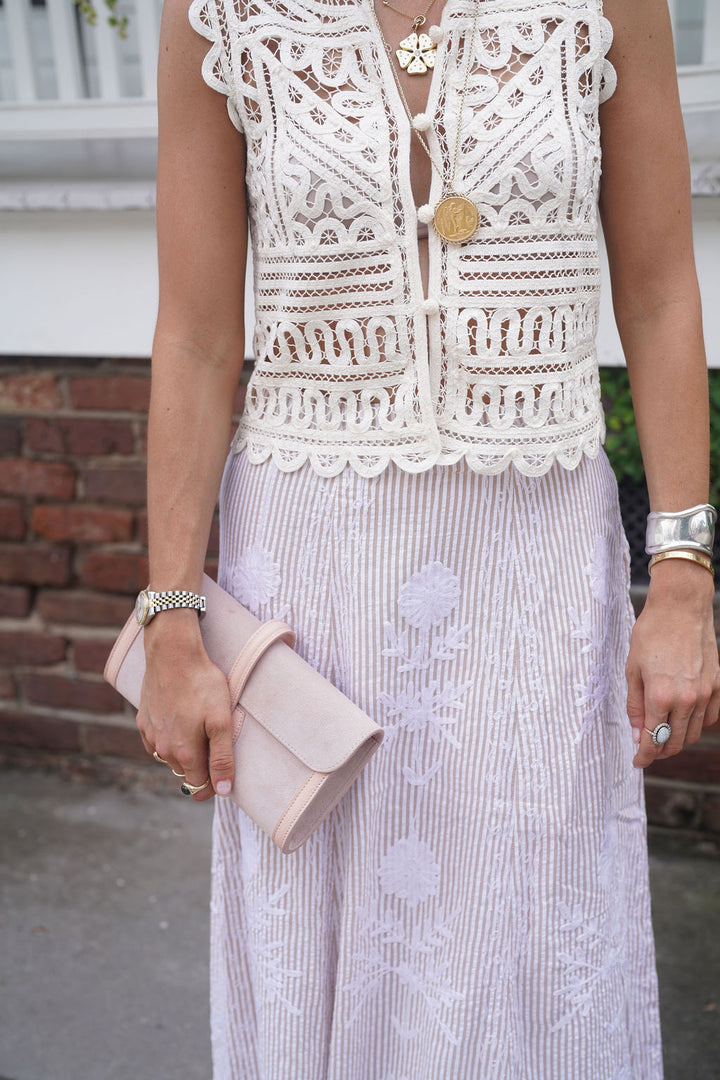 Hanley Midi Skirt Sand Seersucker