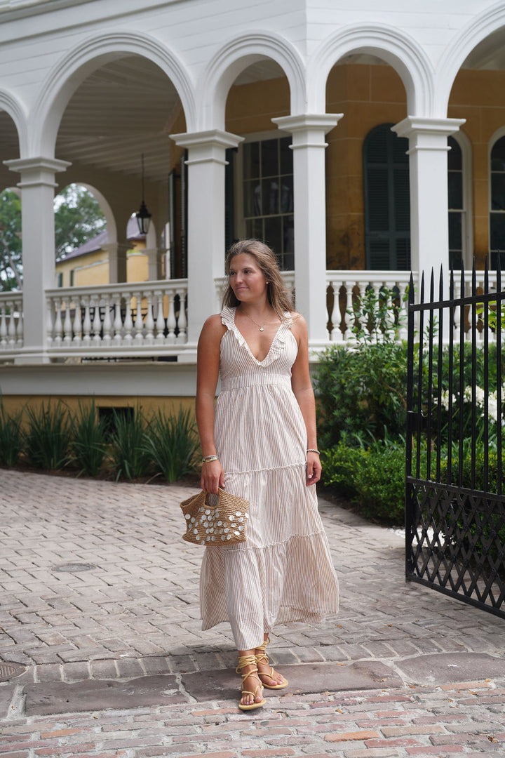 Lindsay Maxi Dress Sand Stripe