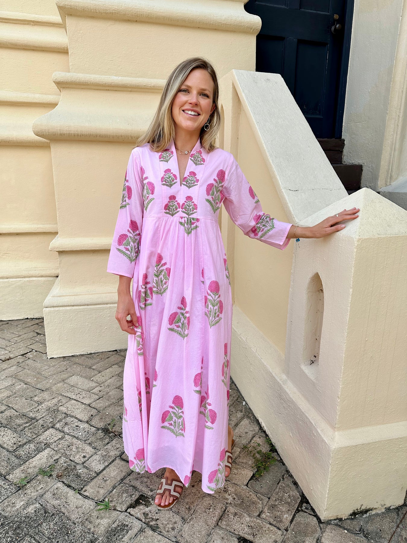 Row Midi Dress Pink Milos Shop Madison Mathews