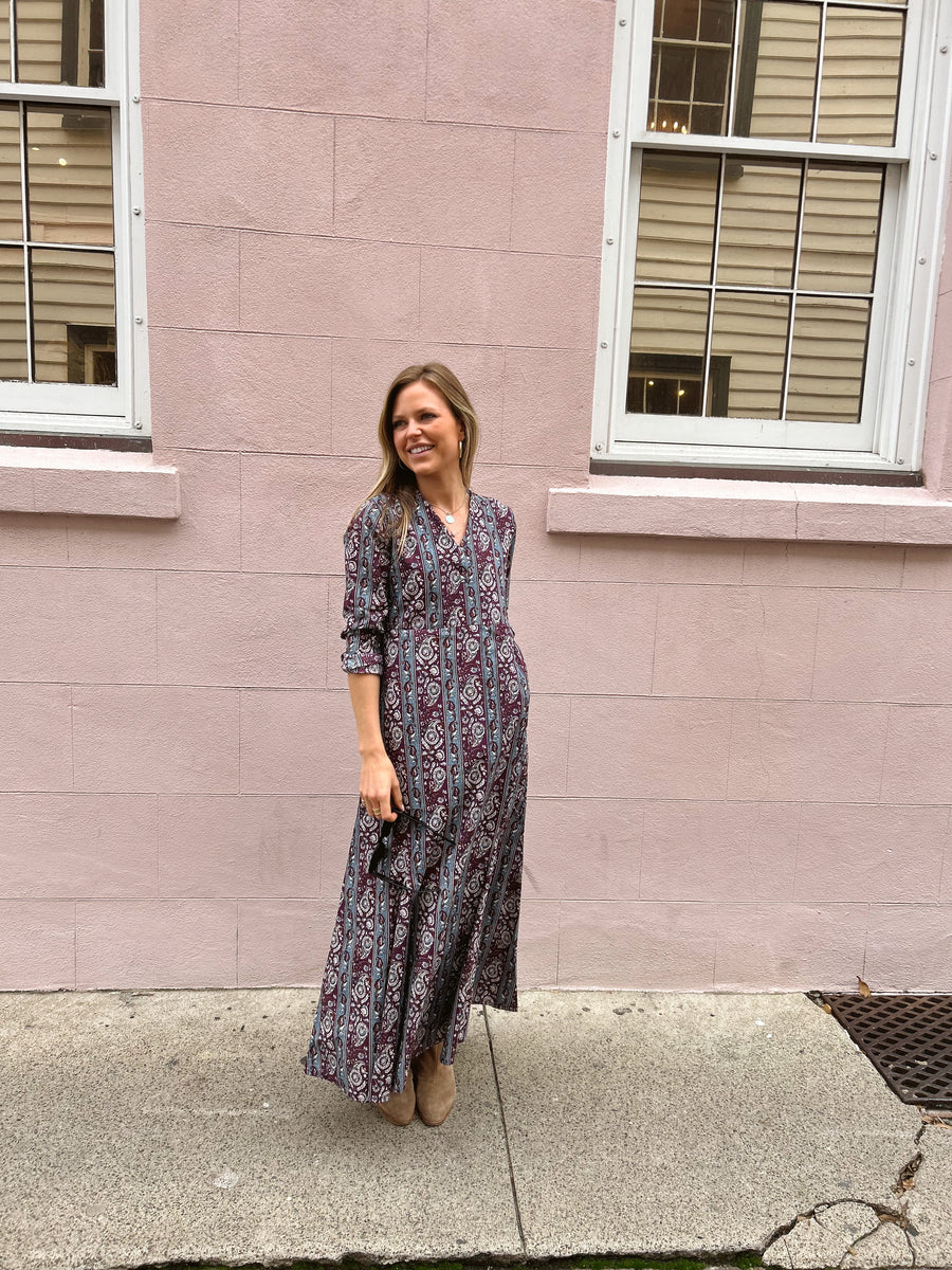 Mallory Maxi Dress Plum Ribbon – Shop Madison Mathews