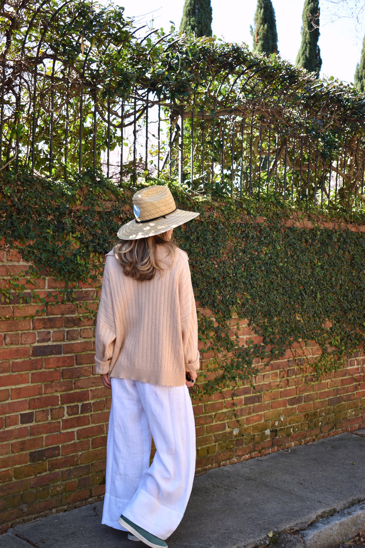 Linen Palazzo Pants White Linen
