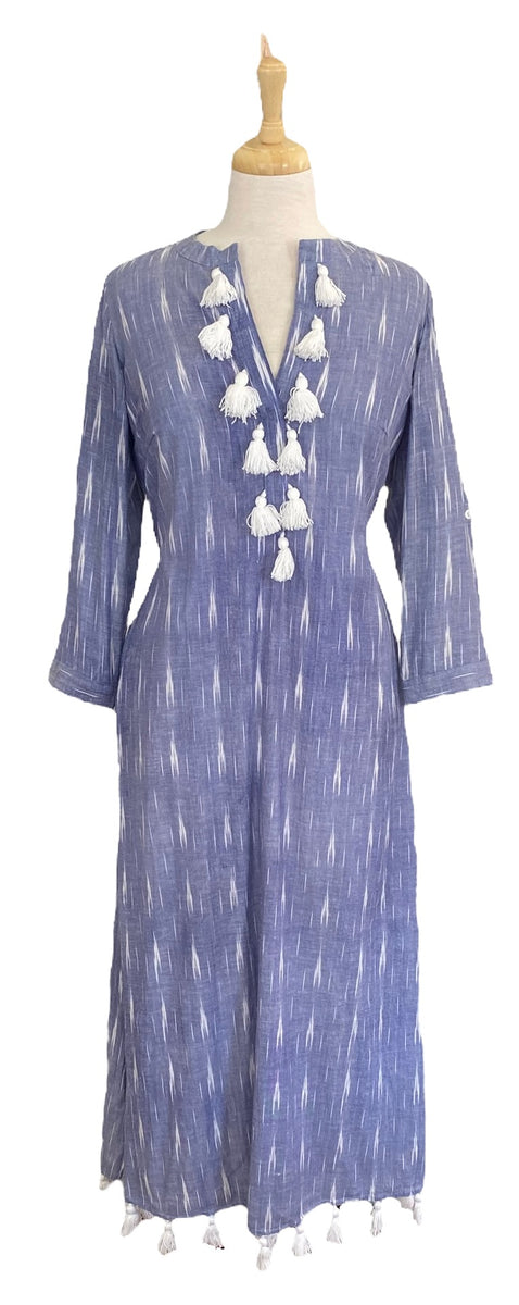 Diane Tassel Maxi Dress Blue Ikat Final Sale – Shop Madison Mathews